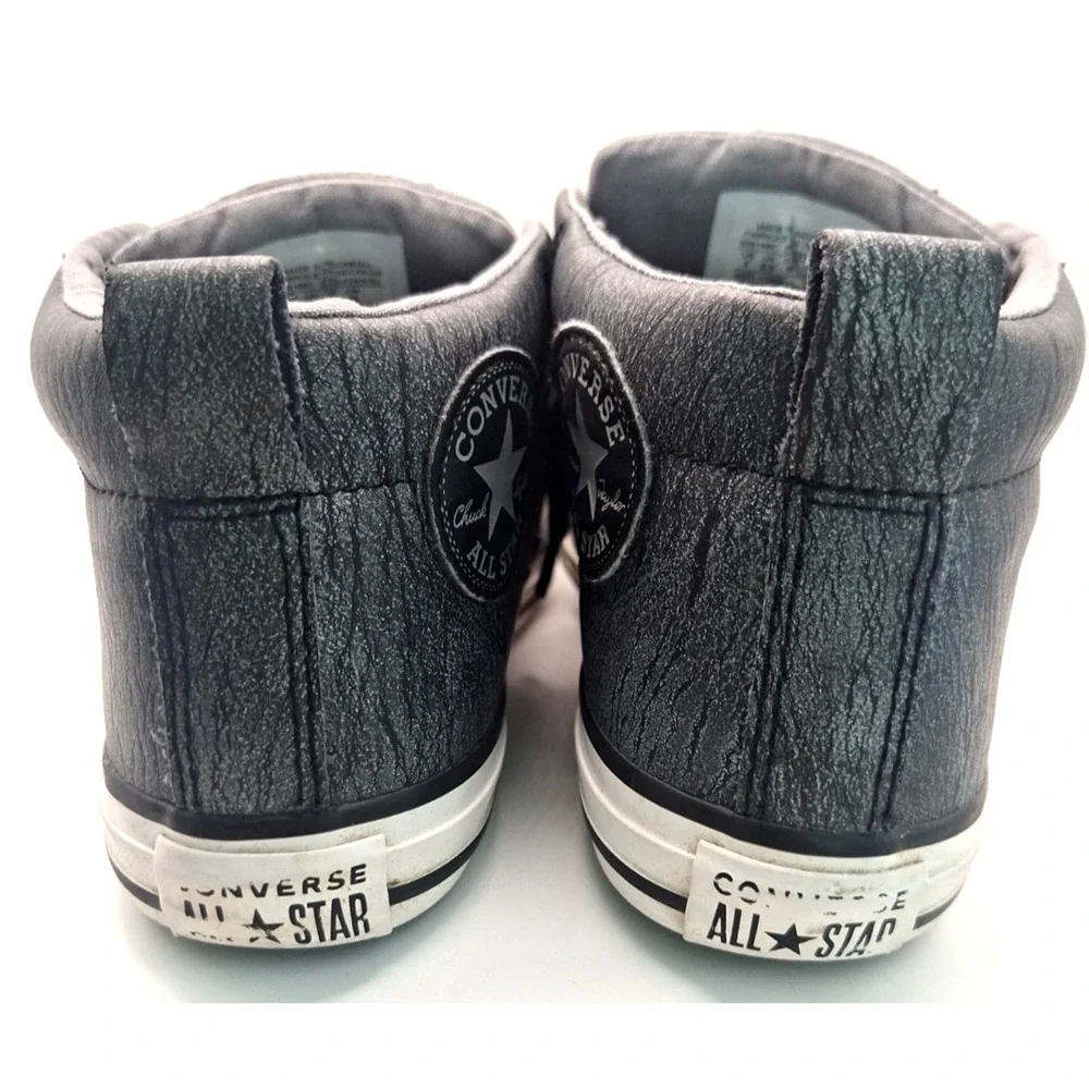 Converse Chuck Taylor All Star Junior 4 Charcoal Gray Leather Mid Top Shoes